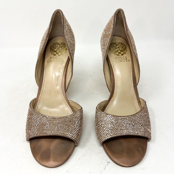 Vince Camuto Aliandry d'Orsay Sandal Heel Genuine Leather Rhinestone Pink Sz 8.5 - Picture 4 of 9